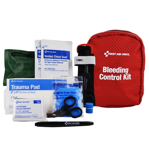 [BRSROHDYAUFBSHT4] First Aid Only 91513 Right Response Bleeding Control Kit for Limb & Chest Wounds, 15 Pieces
