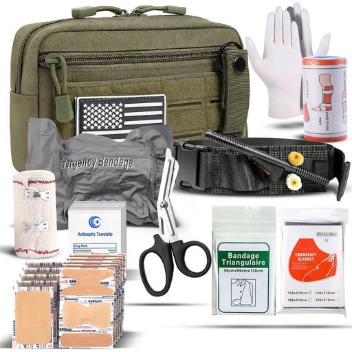 [BRSRGZYZBMDQKCY4] IFAK Trauma Kit with Tourniquet, 4-Inch Israeli Bandage, Elastic Bandages, Set of 34 Pieces Tactical First Aid Kit for Car, Camping, Hiking and Travel
