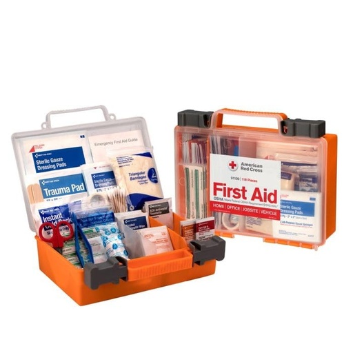 [BRSROCYHCN7GCET7] American Red Cross Officially Licensed Product, 25 Person First Aid Kit, 118 Piece Emergency Medical Supplies to Clean & Treat Minor Injuries, Hard Case Box for Home, Business, Job Site, Car