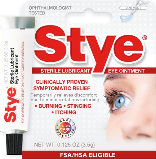 [BRSWIYIQCYGRAGA7] Stye Sterile Lubricant Eye Ointment, Eye Symptom Relief, 0.125oz | Opthalmologist Tested, Relieve Stinging, Burning, Itching and Dry Eyes, Relief At-Home or On-The-Go