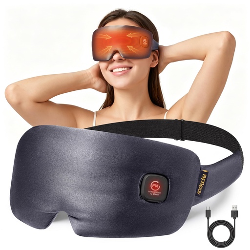 [BRSRYYIQDIBQKET3] Heated Eye Mask for Dry Eyes Silk Cordless Warm Eye Compress Daily Eye Care | Soothing Relief for Migraine & Tired Eyes, Multi Scene Use for Home Office Travel, Rechargeable & Washable, Gray