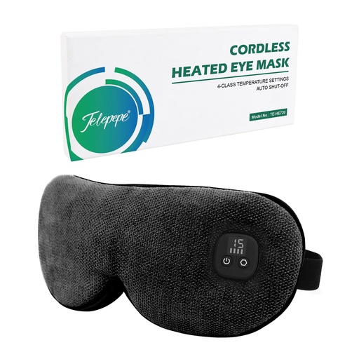 [BRSRAEAFAENBM3D2] Heated Eye Mask for Dry Eyes, Cordless Warm Eye Compress, 4 Heat Levels, 4-Level Timing, 1000mAh Rechargeable, Blepharitis, Styes, Washable Cover, Travel, Gifts for Family(Black)