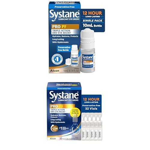 [BRSRGCDRA5YRU3T5] Systane PRO PF Lubricating Eye Drops for Dry Eyes, 10 mL, Preservative Free with Hyaluronate, Triple-Action Formula to Hydrate, Restore & Protect, Multi-Dose Bottle + 32 Vials