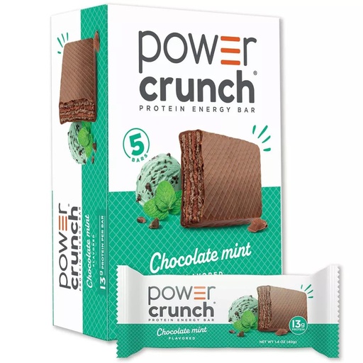 [BRSRYZ34O4MWAHT7] Power Crunch Chocolate Mint Protein Energy Bars, Crispy Wafer Whey Protein Snack, Protein Bar, High Protein Energy Snack - 1.4 oz (5 Bars)