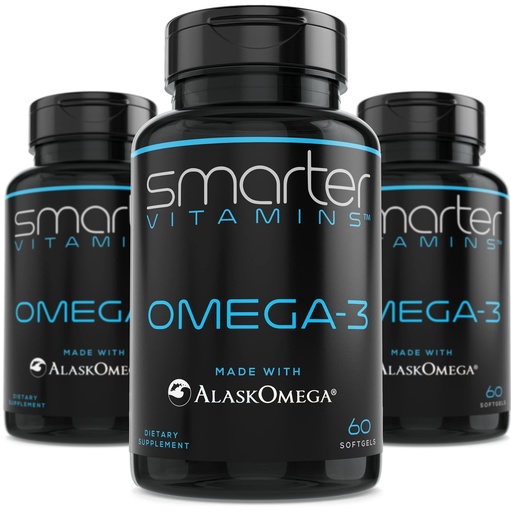 [BRSWG234OVYWYEQ4] (3 Pack) Smarter Omega 3 Fish Oil, Berry Flavor, Burpless, Tasteless, 2000mg, DHA EPA Triple Strength Brain, Made with AlaskOmega®