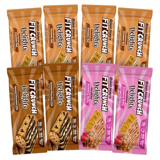 [BRSRAGL7OABRGDQ6] FITCRUNCH Delights Protein Bar Variety Pack (8ct)