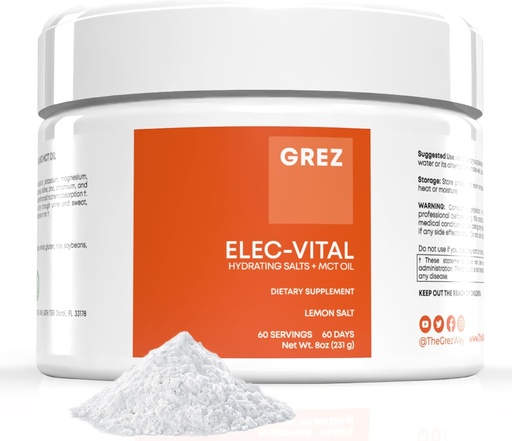 [BRSRAEIOBUMB6A35] GREZ ELEC-Vital Electrolytes Powder No Sugar - Hydration Powder, Keto Electrolytes No Sugar - Complete Mineral Support, Sodium, Potassium, Magnesium, Zinc - 60 Servings