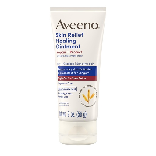 [BRSRE2T5B4MAMADX] Aveeno Skin Relief Healing Ointment, Fragrance-Free, 2.0 oz | Repair & Protect Extra Dry Cracked Skin, Glycerin Protectant, Triple Oat & Shea Butter, Non-Greasy Feel, Travel Size