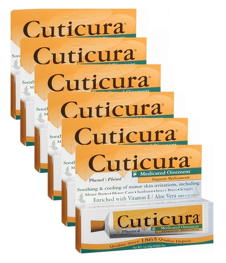 [BRSWGAYBDJYW2C3O] Cuticura Medicated Ointment | First Aid Antiseptic | Infection Protection | Antibiotic-Free Ointment for Cuts, Scrapes & Burns | Soothing Itch & Pain Relief with Aloe Vera & Vitamin E, 1oz (6 Pack)