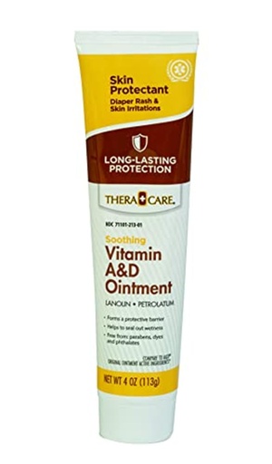 [BRSW2GIOO55GM3LA] TheraCare Vitamin A&D Ointment, 4 oz Tube | Diaper Rash & Skin Protectant, Soothing Relief for Dry, Cracked, Irritated Skin, with Lanolin & Petrolatum