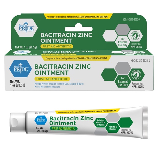 [BRSWIGQ4C57AOCLC] MED PRIDE Bacitracin Zinc Ointment, First Aid Antibiotic, 1 oz Tube