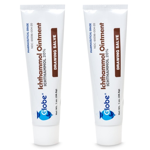 [BRSWKEYABMAWOFIV] Globe Ichthammol Ointment 20% (Drawing Salve) 1 oz - Soothing Skin | Relief, Treatment of Eczema, Acne, Boils, Splinters, Bee Stings - Maximum Strength, 2 Pack