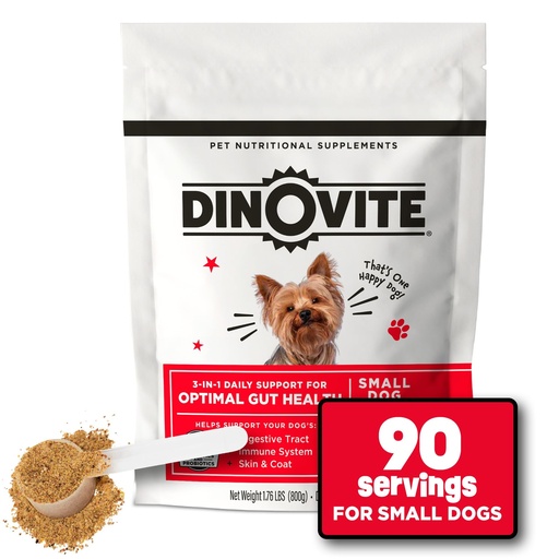 [BRSWYZDRCADW2HQZ] Dinovite Probiotics for Small Dogs, Probiotic Food Topper, 90 Servings | Probiotic Powder Food Topper, Omega-3 Fatty Acids, Digestive Health Support, Skin & Coat Health, For Small Dogs 1-18 lb