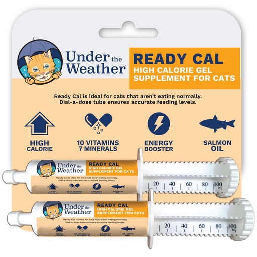 [BRSREGD3BYBWKYA2] Under The Weather Pet | Ready Cal for Cats 100cc | High Calorie Supplement | Cat Weight Gainer and High Calorie Booster | 10 Vitamins, 7 Minerals & Omega Fatty Acids (2 Pack)