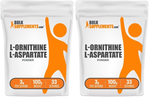 [BRSREAAKOYMWOFLB] BulkSupplements.com L-Ornithine L-Aspartate Powder - Ornithine Supplement, Amino Acid Supplement - Gluten Free, 3g per Serving, 100g (3.5 oz) (Pack of 2)