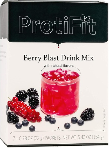 [BRSW2HD5CN5RGA3U] ProtiFit - Proteina altuko fruta-hauts nahasketa, 15g proteina, kaloria baxua, azukrea libre, proteina idealarekin bateragarria, 7 zerbitzatu kaxa bakoitzeko (Berry Blast)