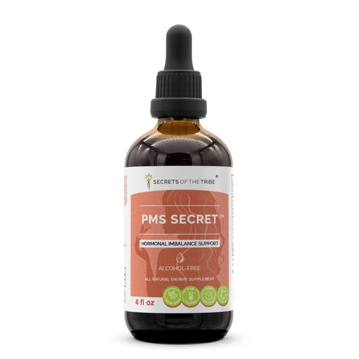 [BRSWGZYLOIIR43TP] Secrets of the Tribe PMS Secret Alcohol-Free, Glycerite Black Cohosh, Cramp, Vitex, Valerian, Dandelion, Chamomile, St. John's Wort. Tincture, Herbal Extract Hormonal Imbalance Support 4 OZ