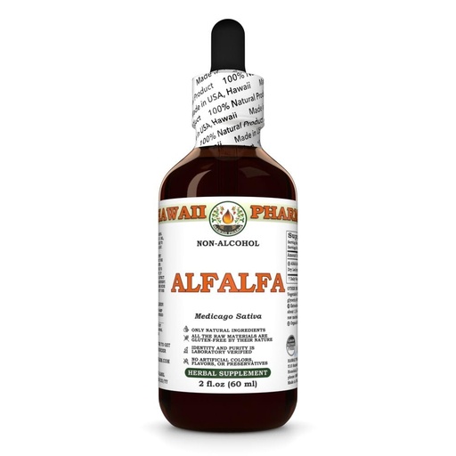 [BRSREZYHBMHRO3LX] Alfalfa (Medicago Sativa) Dry Leaf Glycerite, Made in Hawaii, Raw Materials, All Natural, Vegan, Lab Tested Alcohol-Free Liquid Extract - 2 fl.oz