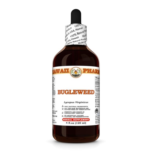 [BRSRAH37BZ6AM23X] Hawaii Pharm Bugleweed Extract, Tincture for Thyroid Balance, Eases Premenstrual Discomfort, Soothes Breast Tenderness, Supports Women's Wellness - 4 fl.oz