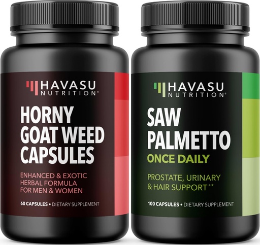 [BRSWYCTYABYGAAY4] HAVASU NUTRITION Horny Goat Weed Capsules (30 Servings) & Saw Palmetto Capsules (100 Servings)