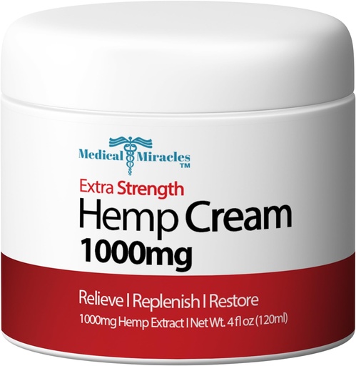 [BRSWYAIDPINRYCQ7] Medical Miracles Hemp Cream 1000mg – 4oz Topical Skin Cream – Fast-Absorbing, Non-Greasy Moisturizer – Premium Hemp Extract Formula for Daily Use