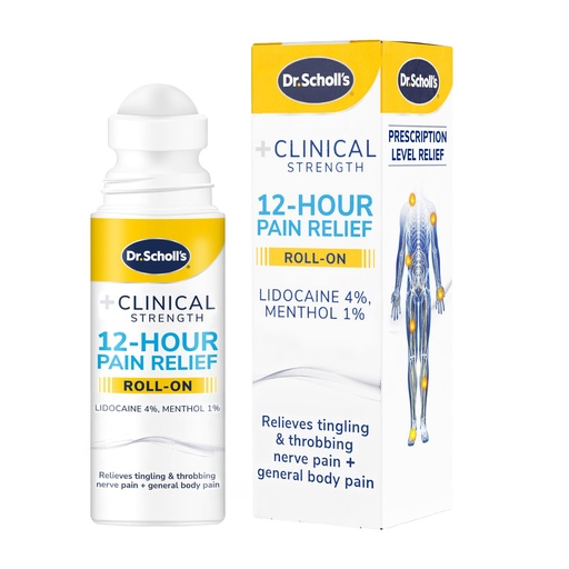 [BRSRABT3BZYB42DP] Dr. Scholl’s Clinical Strength 12-Hour Pain Relief Liquid Roll-On, 3 oz - 4% Lidocaine for Powerful Numbing, Instant Cooling Pain Relief with Menthol, Added Urea, Use on Hands, Feet, Neck, Back & Legs