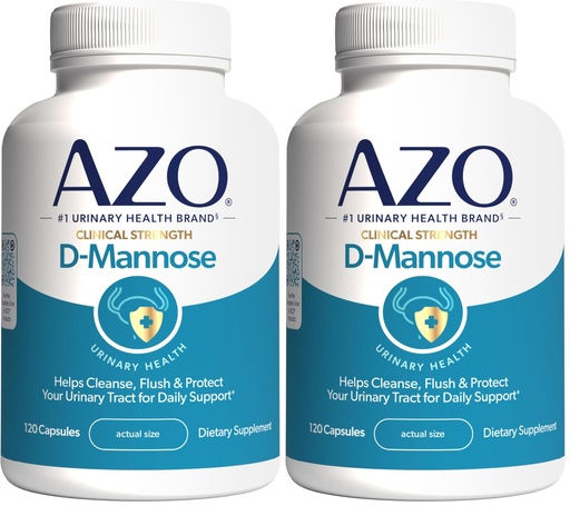 [BRSRA2YBAQMWC3DG] AZO D Mannose Urinary Tract Health, Cleanse, Flush & Protect The Urinary Tract, No.1 Pharmacist Recommended Brand, Clinical Strength, Non-GMO, 120 Count (Pack of 2)