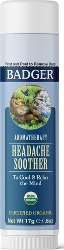 [BRSWICQ7OAEAMHDO] Badger Headache Soother, 100% Organic Essential Oil Aromatherapy, All-Natural Headache Relief w/Peppermint, Eucalyptus & Lavender, .6 oz