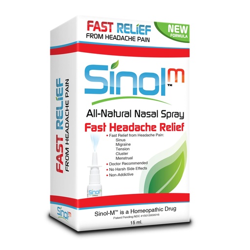 [BRSWIYAPPMFRACDG] Sinol Headache Nasal Spray, Migraine and Sinus Relief, 57 Doses | For Migraine, Cluster and Sinus Headaches, Natural Ingredients, Non-Drowsy and Non-Addictive, Made in USA, Shake Before Use