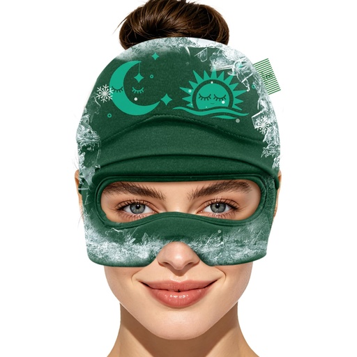 [BRSRGGIOOZ7BUALJ] Migraine Relief Cap with Flip-up Eye Mask for Headache & Stress Relief | Headache Relief Hat for Hangover, Tension-Cold Compress Head Wrap