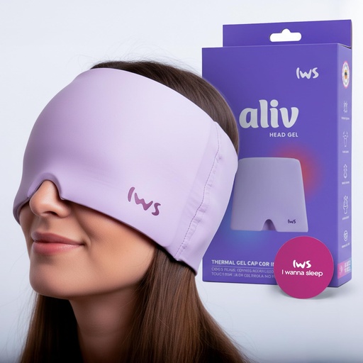 [BRSRAFQ7DECAK3TJ] IWS I WANNA SLEEP Premium Aliv Head Gel Migraine Relief Mask | Hot & Cold Therapy Gel Cap for Headache, Sinus Pressure, Stress Relief, 360° Compression Fit to Relax Tension & Improve Sleep