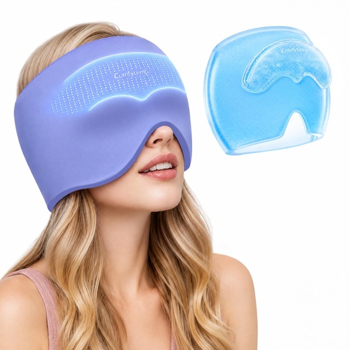 [BRSRECA7OIPQEHLU] Comfytemp Migraine Relief Cap with Raised Gel Zones for Forehead & Temples | Headache Hat, FSA Eligible HSA, Soft Reusable Hot Cold Compress Gel Ice Pack for Head & Face,Sinus Tension Stress Relief