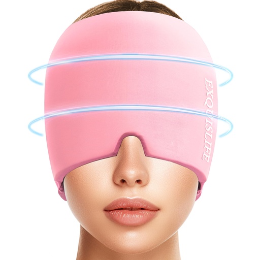 [BRSROAY5OJ7GG2TX] EXQUISLIFE Migraine Ice Head Wrap Cap Headache Relief Hat Hot and Cold Therapy Eyes Mask for Sinus Tension and Stress Relief (Pink)