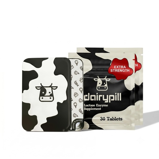 [BRSRYZYTOAIWGADV] DairyPill Lactase Enzyme Pills with Travel Tin, Lactose Relief, 60 Ct