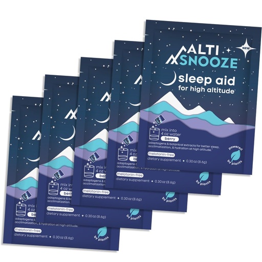 [BRSRAGA6CMDR42DO] Sleep Aid for High Altitude | Melatonin-Free | Cordyceps, L-Theanine | Altitude Headache, Nausea & Fatigue | Ski Trip, Jet Lag & Mountain Travel | Berry Drink Mix | 5 Packets