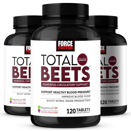 [BRSW2GT2B4IAKCA7] Force Factor Total Beets Blood Pressure Support & Nitric Oxide Supplement | with Grape Seed Extract and Non GMO Beet Root Powder for Heart Health, Circulation & Blood Flow, 360 Tablets, 3-Pack