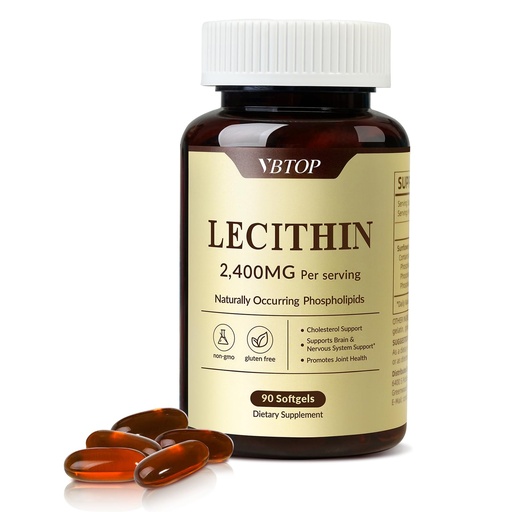 [BRSRGAL4CF5R6DQV] Sunflower Lecithin 2400 mg 90 Softgels Rich in Phosphatidyl Choline | Supplement Nervous System Support | Non-GMO, Gluten Free