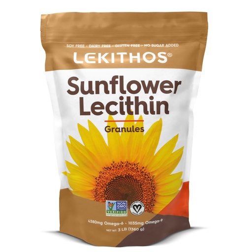 [BRSREFQFAQFWGEL2] Sunflower Lecithin Granules, Allergen Free, Gluten Free, No Artificial Preservatives, Single Ingredient (3lb)