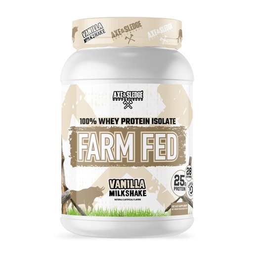 [BRSRAYYFAEDQIHTG] Axe & Sledge Farm Fed 100% Whey Protein Isolate | 25g Protein | Low Carb, Low Sugar, Gluten Free | Protein Powder for Men and Women | Keto | Made in the USA | 28 Servings, Vanilla Milkshake