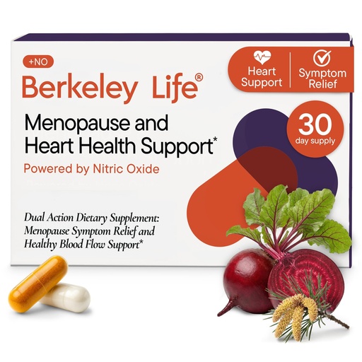[BRSRGZIHCQCAKGQU] Berkeley Life Menopause & Heart Health Support Supplement for Women | Hormone-Free Dual-Action Nitric Oxide for Women, Menopause Symptom Relief & Healthy Blood Flow Support - 60 Capsules