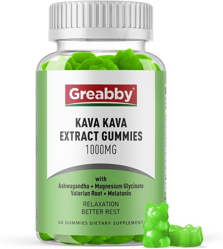 [BRSRMCY3CR6RMCI3] Kava Kava Gummies 1000mg ανά υπηρεσία, υποστήριξη ύπνου, φυσική γεύση λεμονιού, 60 Vegan Gummies, άγχος ανακούφιση και χαλάρωση συμπλήρωμα