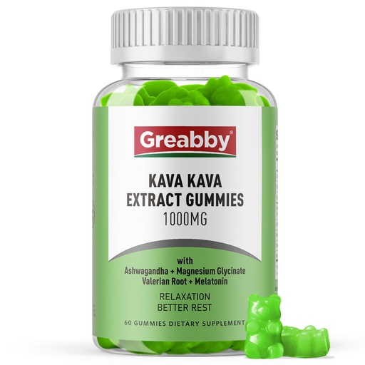 [BRSRMCY3CR6RMCI3] Kava Kava Gummies 1000mg Per Serving, Sleep Support, Natural Lemon Flavor, 60 Vegan Gummies, Stress Relief & Relaxation Supplement