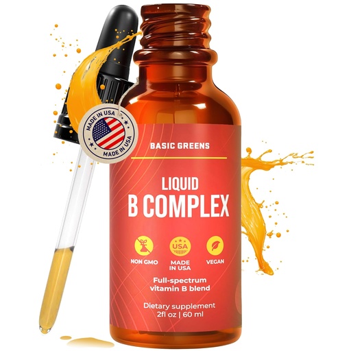 [BRSRAFAECANGMHL3] Vitamin B Complex Liquid Drops - Strength Sublingual Formula, Maximizes Absorption & Boosts Energy - B1, B2, B3, B5, B6, B7, B9, B12 - Natural Vegan Supplement for Immunity (B Complex)
