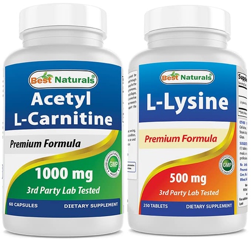 [BRSRMAI7BEIQAHLG] Best Naturals Acetyl L-Carnitine 1000 mg & L-Lysine 500 mg 250 Tablets