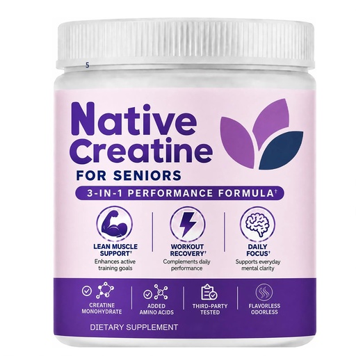 [BRSRYED5OR7AKEIY] Native Creatine for Seniors, 150g Creatine Monohydrate with L-Leucine and L-Carnitine, Supports Strength, Power, Energy, Muscle & Recovery, Men & Women, Unflavored