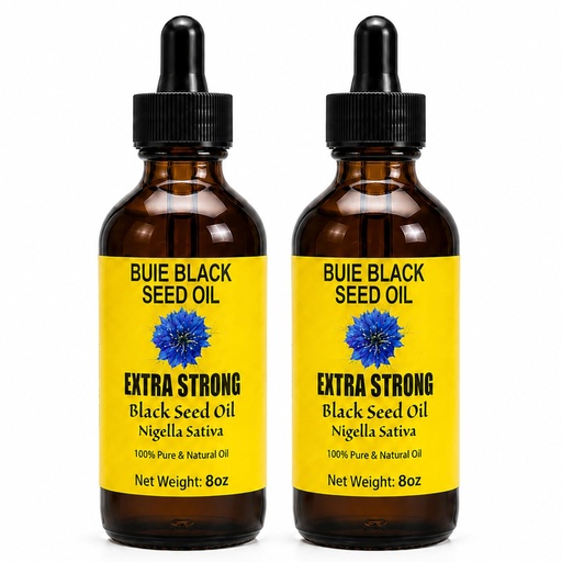 [BRSW22QHCNYRGHIY] BUIE Black Seed Oil Cold Pressed, 4.5-6% Thymoquinone, 2 x 8 Fl Oz | Pure Nigella Sativa with Omega 3 6 9; skin, hair & digestion support; twin value pack for daily wellness