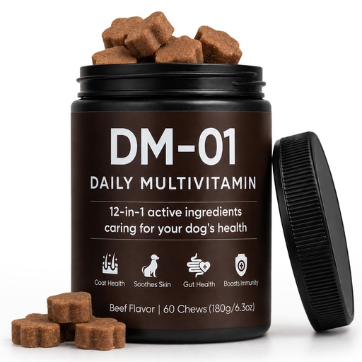 [BRSRGEIDAQMQ43LA] DM-01 Daily Multivitamin for Dogs - Advanced Hip & Joint Support, Boosts Immune System & Digestion, Promotes Skin, Coat & Organ System Health, Enhances Activity & Mood, 60 Chews (1)