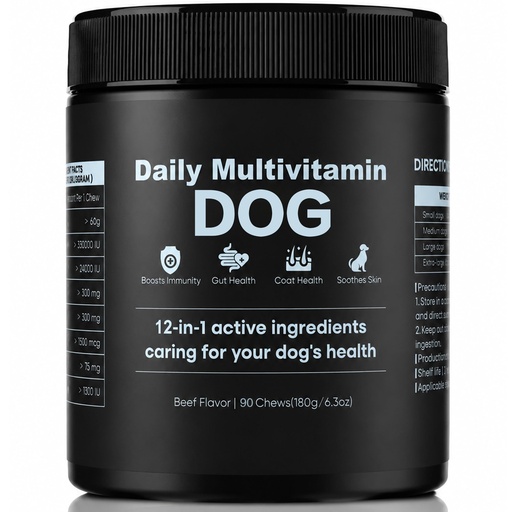 [BRSRYZQ5BN5WM3DU] 90 Counts Daily Multivitamin, Dog Allergy Support Chews | Salmon Oil & Vitamins Itch Relief Chews– Skin & Coat Care, Helps Reduce Itching & Licking, Gut & Immune Supports