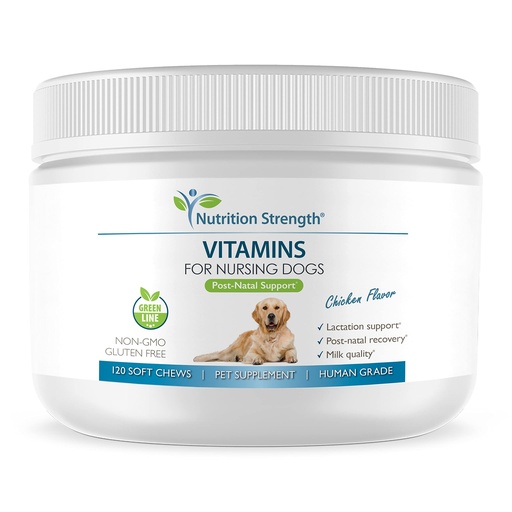 [BRSRMYL7AR7QE3LL] Vitamins for Nursing Dogs | Support Post-Natal Recovery | Support Lactation for Healthy Puppies | Promote Milk Quality with Calcium, Phosphorus, Magnesium & Zinc | 120 Soft Chews