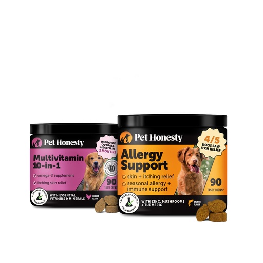 [BRSWYCQPOEMGYFA4] Dog Allergy & Wellness Virtual Bundle – Allergy & Itch Relief Chews (Salmon, 90 ct) + 10-in-1 Multivitamin Chews (Peanut Butter, 90 ct)